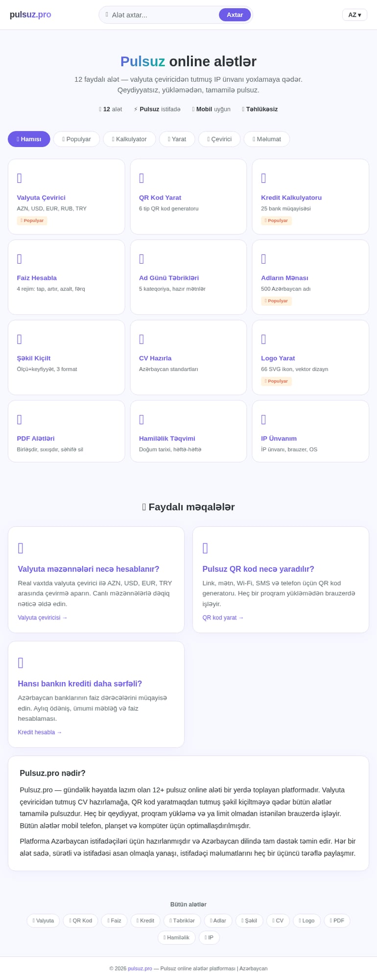 Pulsuz.pro - Pulsuz Web Sayt - MySmartWeb tərəfindən hazırlanmış layihə